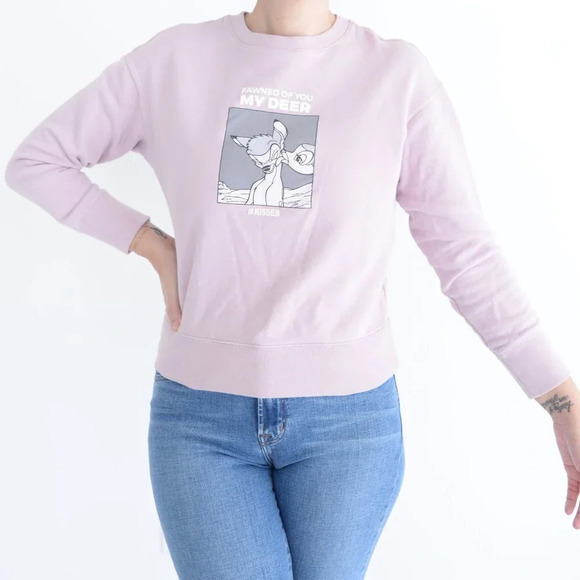 Uniqlo x Disney Purple Fawned of you Deer Bambi Crewneck Sweater XSmall - Picture 1 of 12